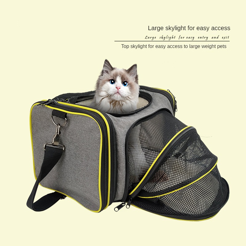 Cat bag, large capacity bag, pet outdoor pet bag, mesh breathable portable aviation bag, airplane bag can be expanded on all sides