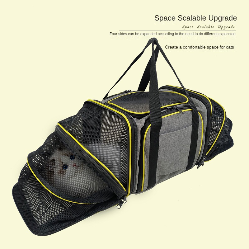 Cat bag, large capacity bag, pet outdoor pet bag, mesh breathable portable aviation bag, airplane bag can be expanded on all sides