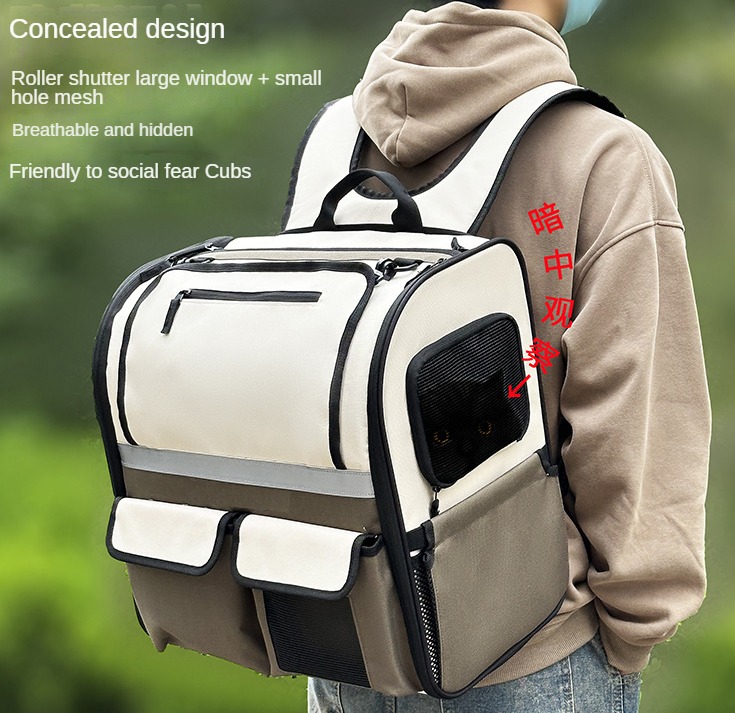 Large capacity cat bag, backpack, portable backpack for going out, windproof car bag for Spring Festival travel