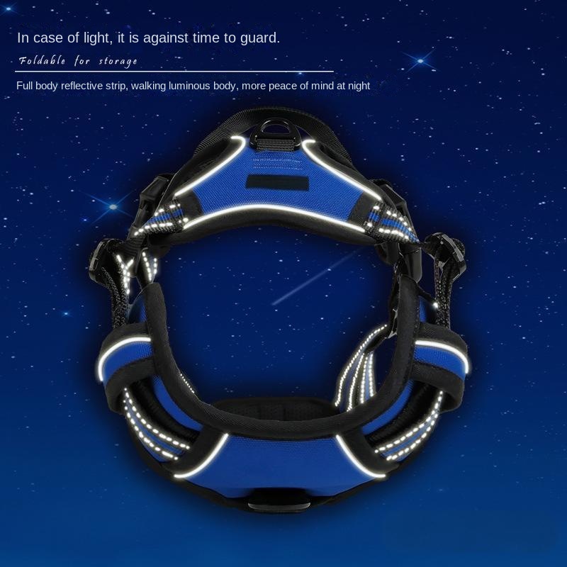 Dog leash, medium to large dog vest style explosion-proof punch, with handle reflective strip for walking dog leash