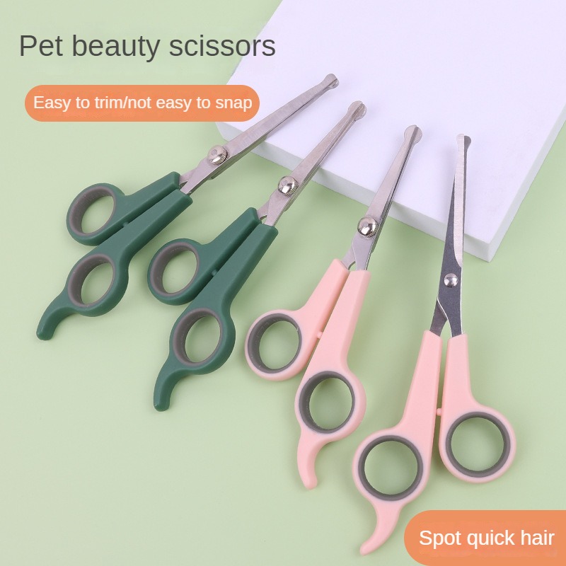 Pet Scissors Plastic Cat Flat Scissors Dog Haircutting Trimming Scissors